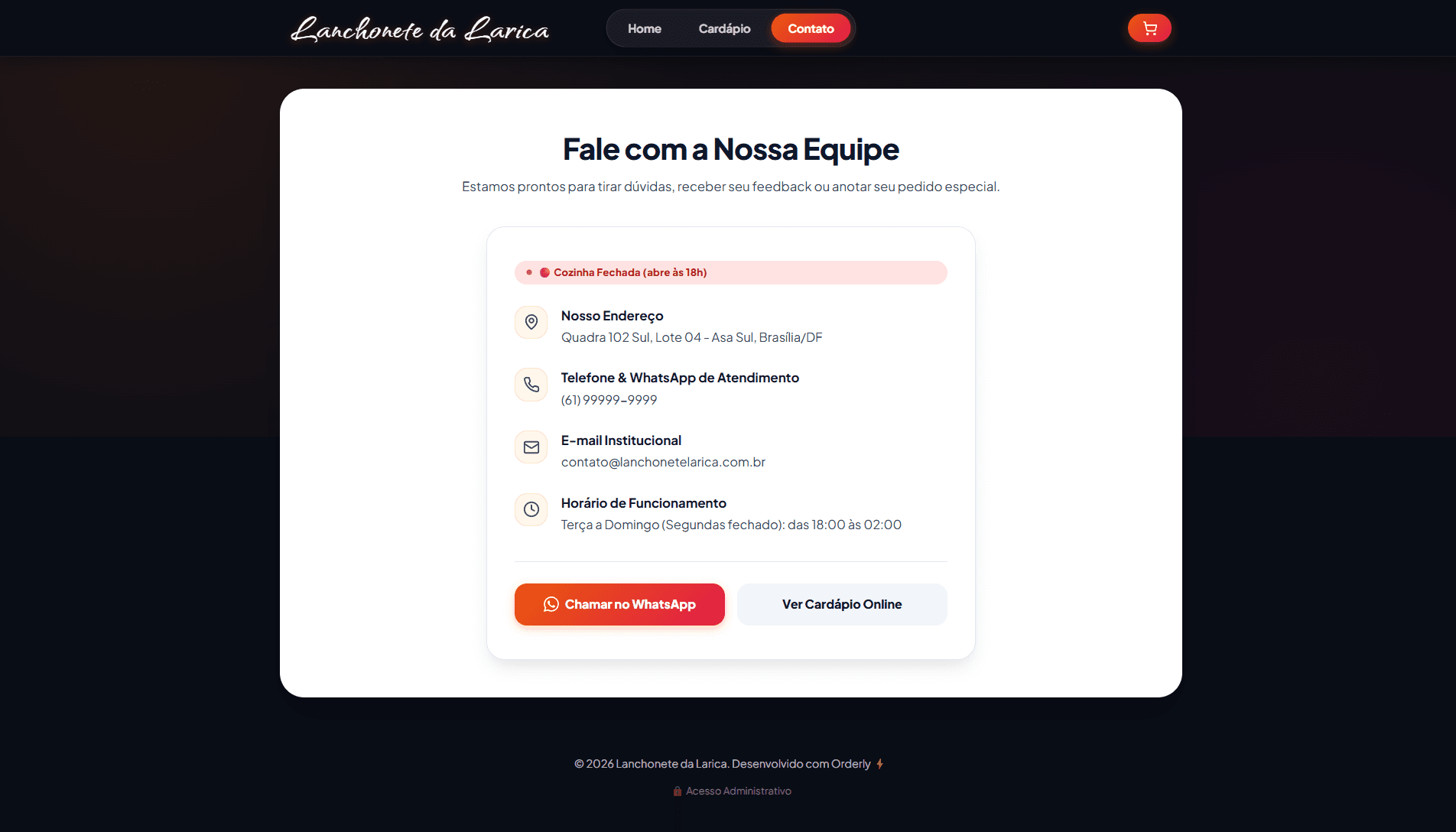 Localização, Horários & Contato