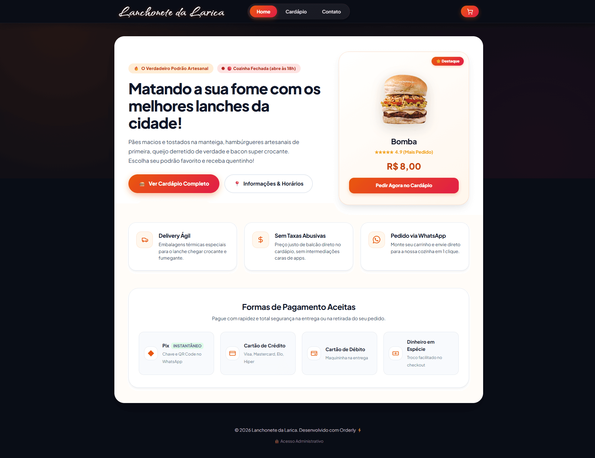 Landing Page Showcase 'Dark Burger Bar'