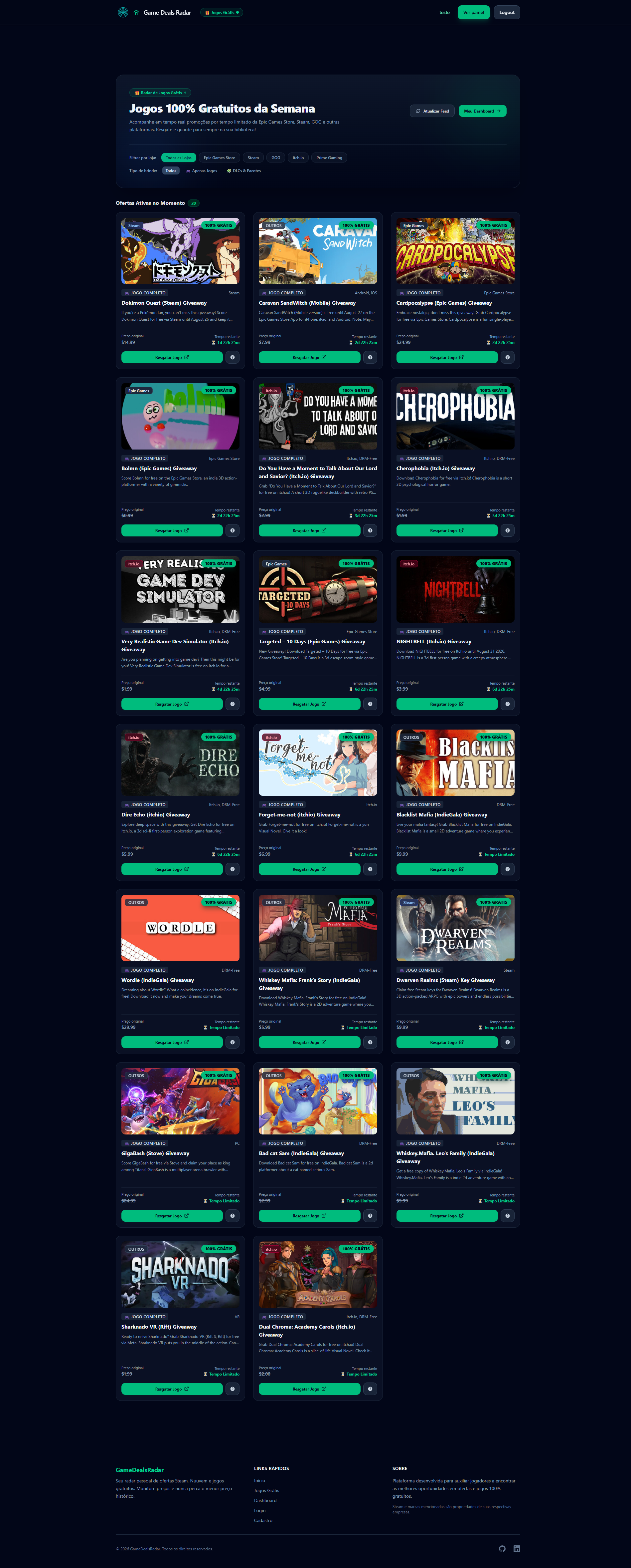 Radar de Jogos Grátis (Freebies Feed)